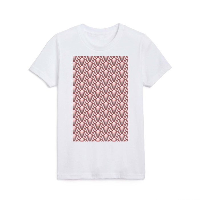Japanese Waves (Maroon & White Pattern) Kids T Shirt