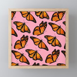 Monarch Butterfly Pattern-Pink Framed Mini Art Print