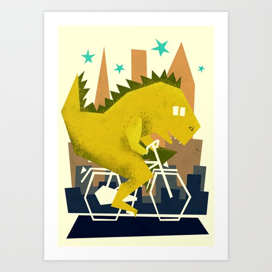 Godzilla going to town Art Print