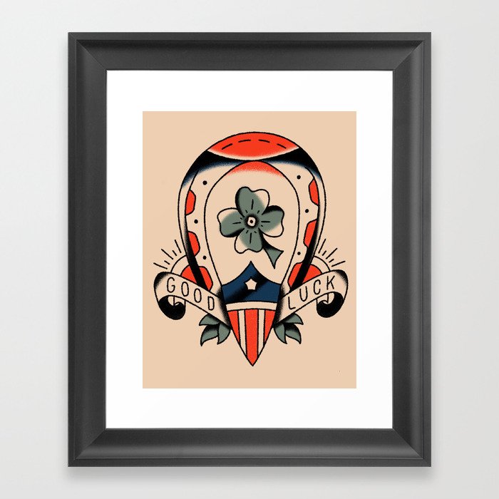 American traditional clover - good luck Framed Art Print