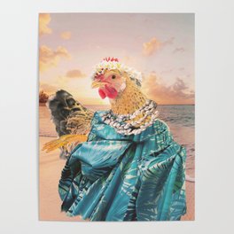 Aloha Chicken On Hawaiian Beach Poster