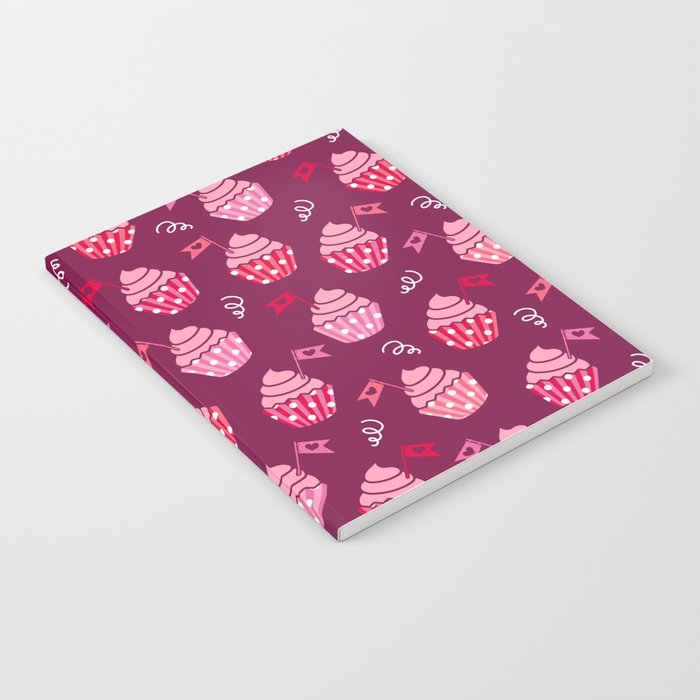 Valentine's cupcakes burgundy pink party Notebook