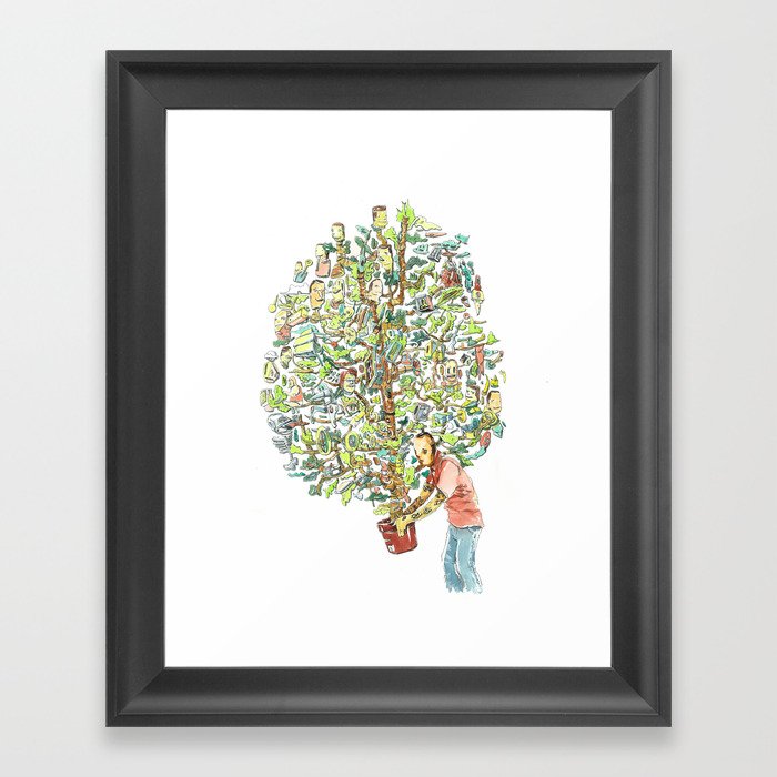 Doodle tree Framed Art Print