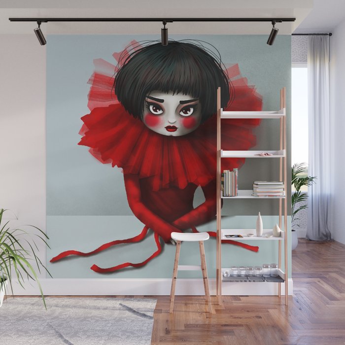 Lady in red Wall Mural