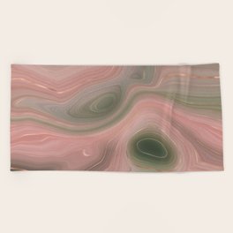 Rose Gold Green Agate Geode Luxury Beach Towel