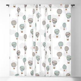 Hand drawn hot air balloons, transportation for adventure seekers on white Blackout Curtain