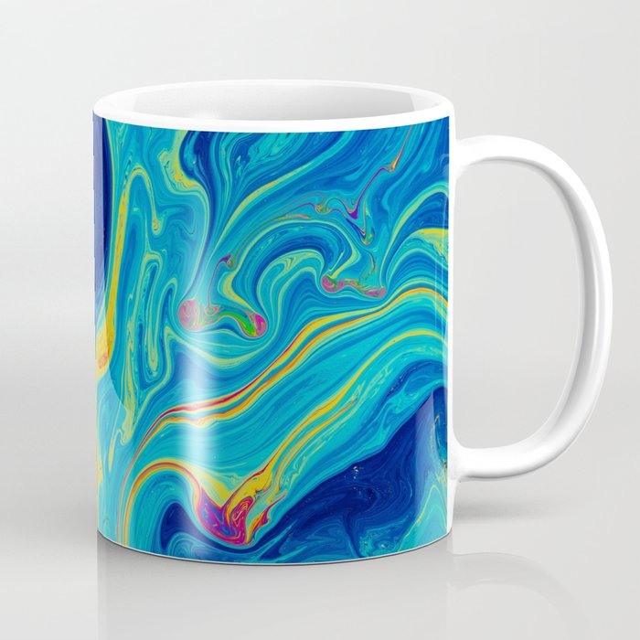 Neon Blue Liquid Marble  Coffee Mug