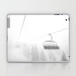 Black and White Ski Lift | Minimalist Foggy Skiing Austria Laptop Skin