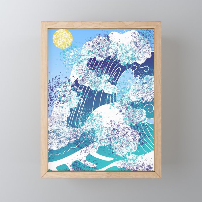 Surfing waves Framed Mini Art Print