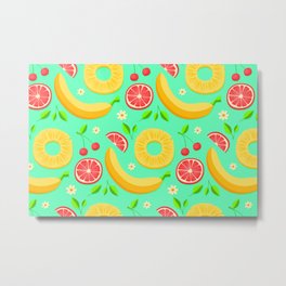 Colorful-Fruits Metal Print | Typography, Watercolor, Pattern, Colorfulfruits, Cherry, Flowers, Black And White, Graphicdesign, Banana, Lemon 