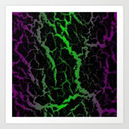 Cracked Space Lava - Purple/Green Art Print