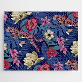 Tropical Midnight Floral Jigsaw Puzzle