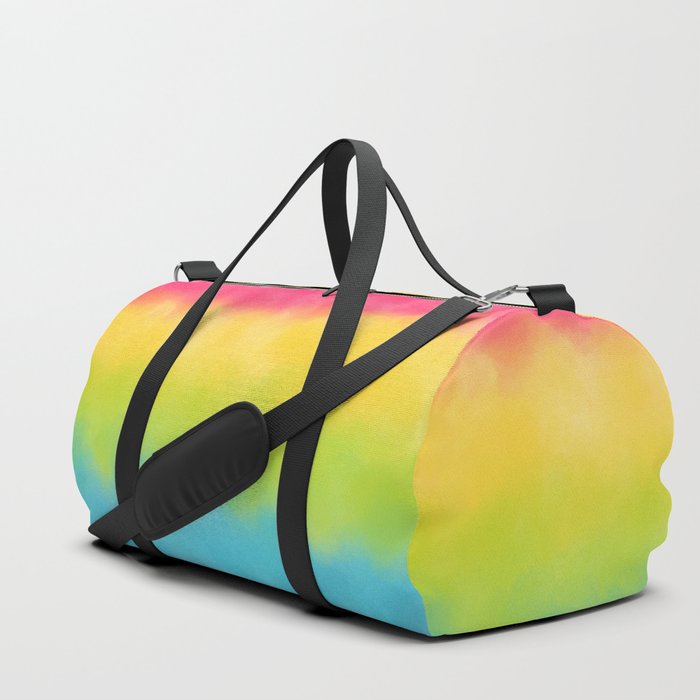 Pink yellow lime green aqua watercolor stripes Duffle Bag by