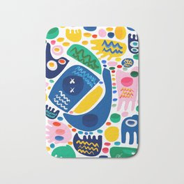 Abstract Shapes of Life Joyful Colorful Summer Decoration Pattern Art Bath Mat