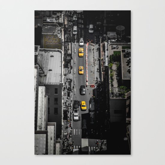 Yellow Cab from Above - Original #society6 exclusive Canvas Print