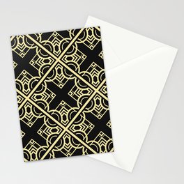 Vintage modern tiles pattern. Abstract art deco seamless monochrome background Stationery Card