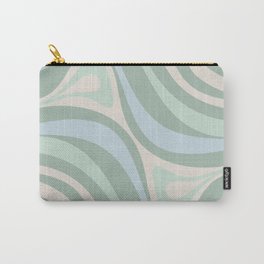New Groove Retro Swirl Abstract Pattern in Baby Blue, Light Sage Mint Green, and Cream Carry-All Pouch