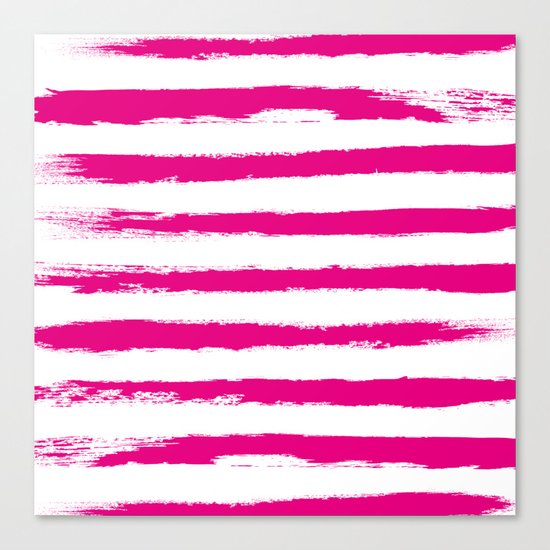 Pretty Pink STRIPES Handpainted Brushstrokes Canvas Print