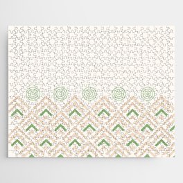Pink pattern green geometric cute Jigsaw Puzzle