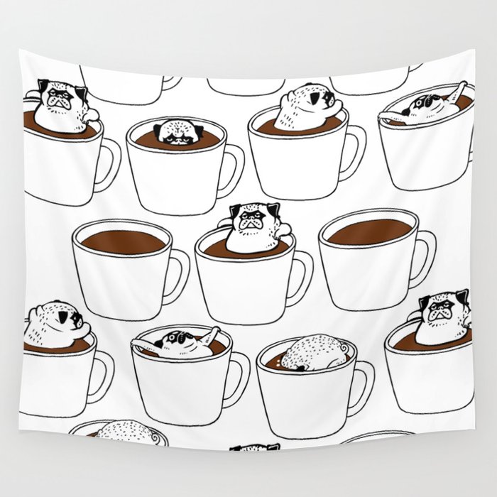 More Coffee Pug Wall Tapestry