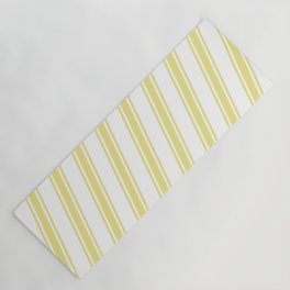 [ Thumbnail: White & Tan Colored Lines/Stripes Pattern Yoga Mat ]