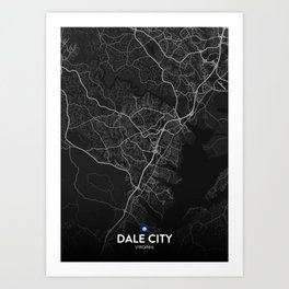 Dale City, Virginia, United States - Dark City Map Art Print