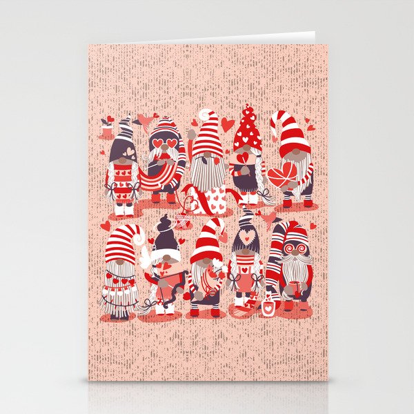 I gnome you more // flesh background red and orange shade Valentine's Day gnomes and motifs Stationery Cards