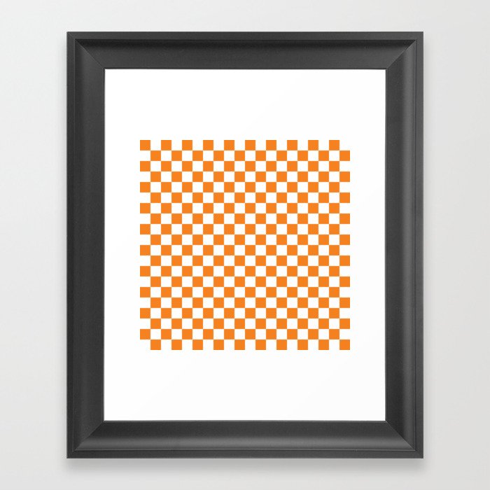 Orange Checkerboard Pattern Framed Art Print