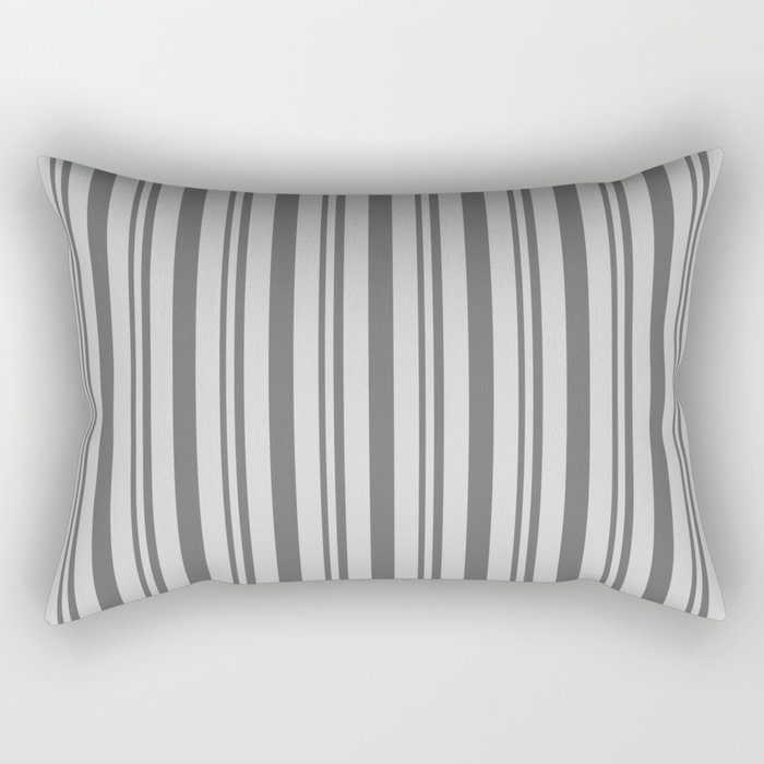 Dim Grey & Light Gray Colored Stripes Pattern Rectangular Pillow