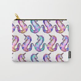 Mythical Pink Teal Unicorn Seahorse Watercolor Carry-All Pouch