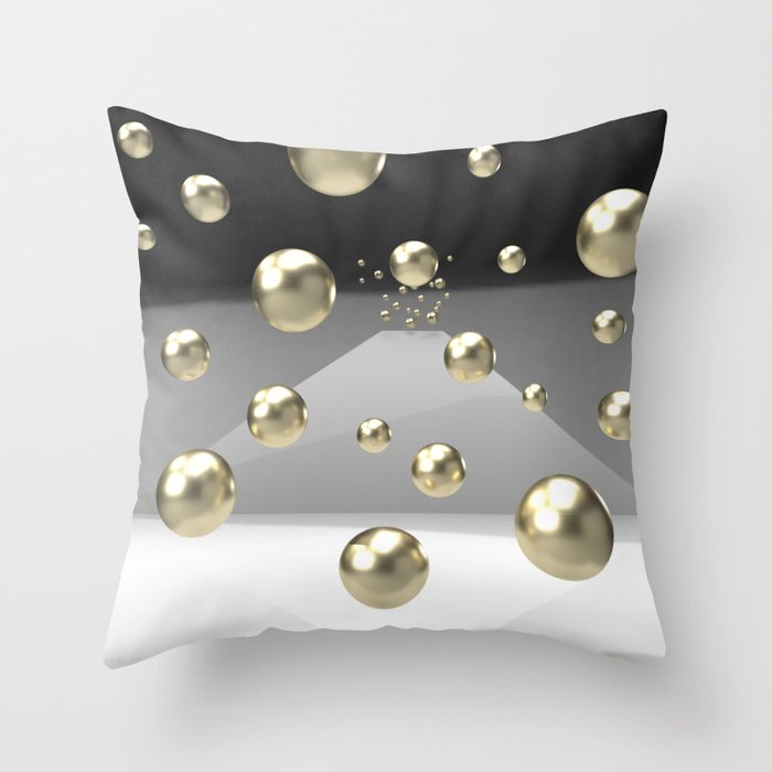 Abstract 3d balck and gold design Throw Pillow