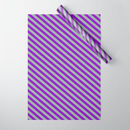[ Thumbnail: Dark Violet and Dark Sea Green Colored Stripes/Lines Pattern Wrapping Paper ]