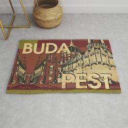 BUDA & PEST Rug | Hungary, Parliament, Popart, Retroparliament, Illustration, Graphicdesign, Typography, Retrobudapest, Budapst 