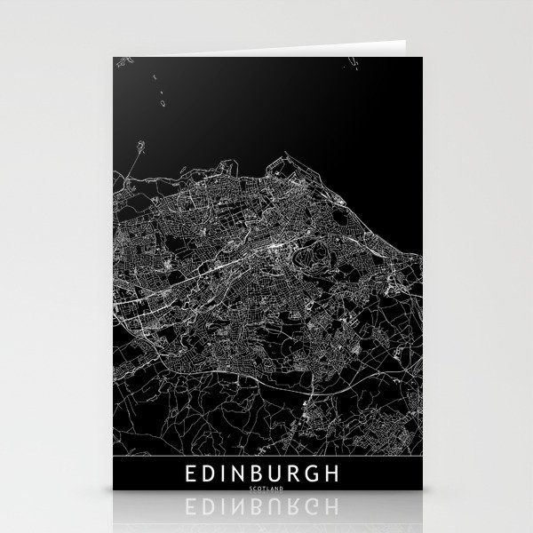 Edinburgh Black Map Stationery Cards