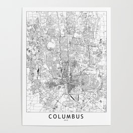 Columbus White Map Poster