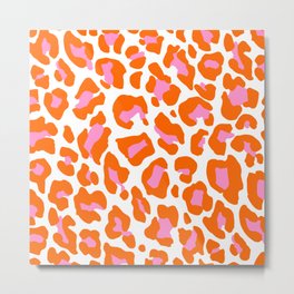 Leopard Pink & Orange Metal Print