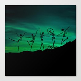 Skeletons dancing on top of a hill in oblivion Canvas Print