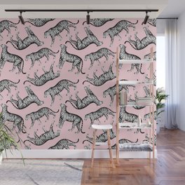 Tigers (Pink and White) Wall Mural
