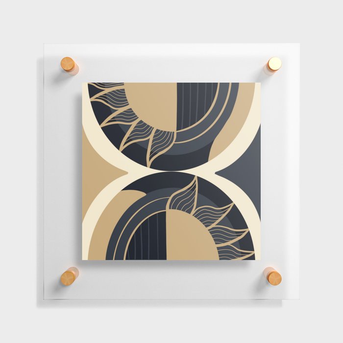 Geometric semi-circle abstract black and gold graphic design Floating Acrylic Print