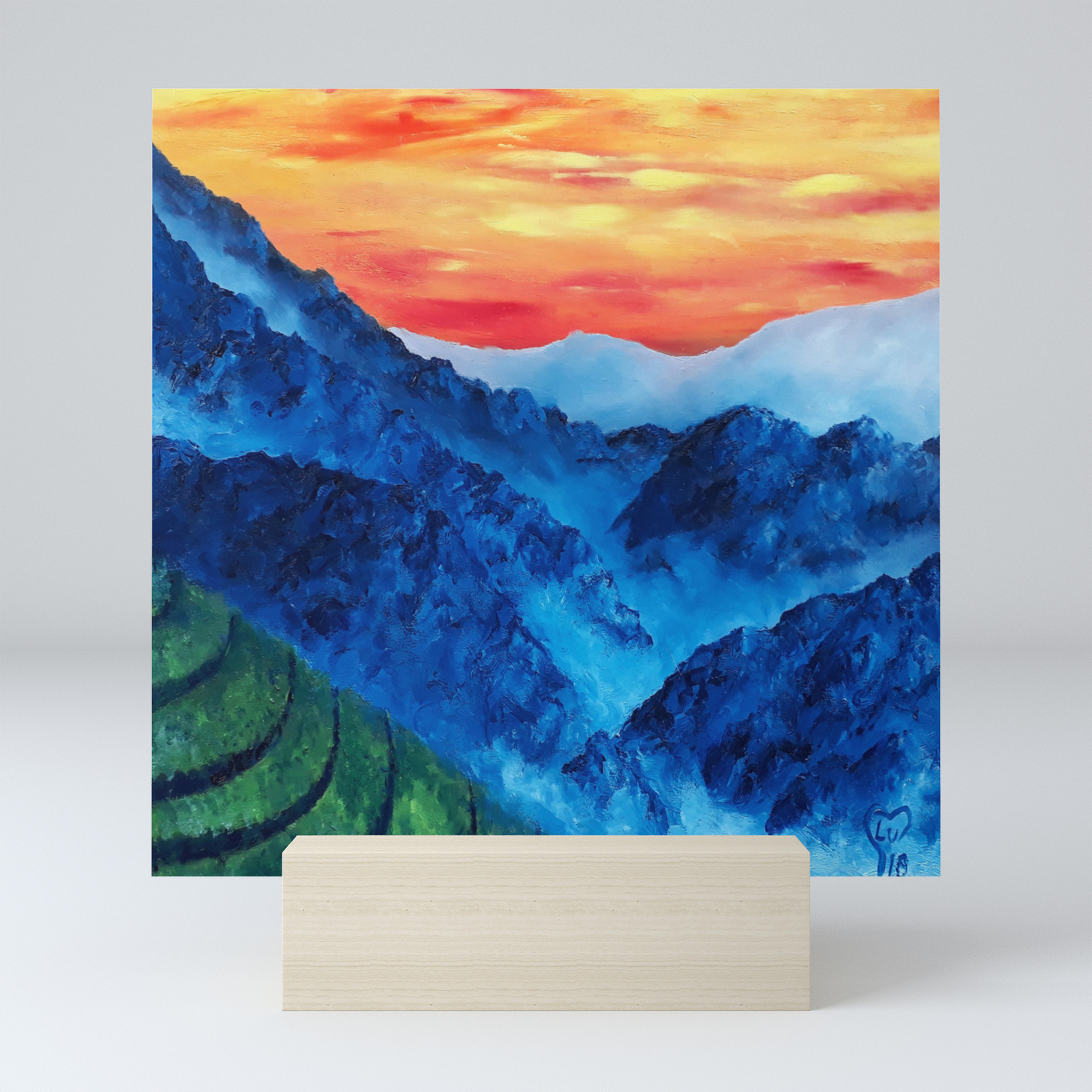 Mountains In Peru Colorful Original Modern Oil Painting By Lu