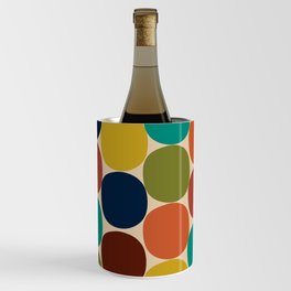 Mod Dots Midcentury Modern Pattern in Mid Mod Turquoise, Orange, Olive, Blue, Mustard, and Beige Wine Chiller