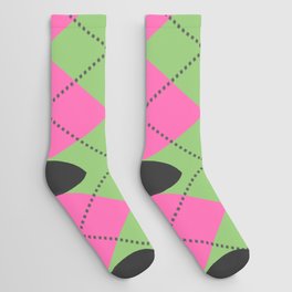 Geometric Triangle Neon Pink Pattern Socks