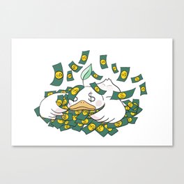 Money falling Doo Doo duck Canvas Print