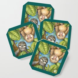 2 sloths & Red-eyed Tree Frog Coaster