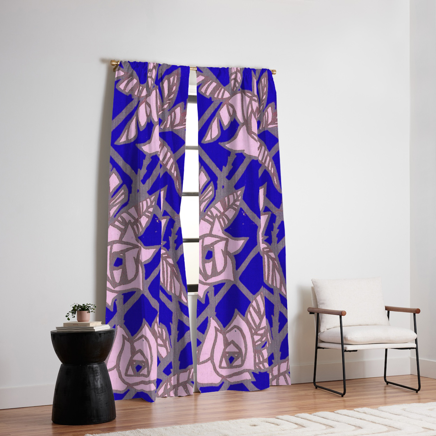 Royal Blue Rose Trellis Blackout Curtain By Samandjeanandolive Royal Blue Rose Trellis Blackout Curtain
