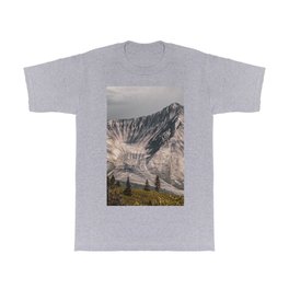 Dramatic Mountain Rock Glacier Washed Out Graphite Colors Amazing Alpine Tree Winter Adventure Image T Shirt | Calming Photography, Rocky Rock Climbing, Relaxing Calm Vibes, Modern Vintage Style, Cute Country Photos, Rustic And Farmhouse, Farm House Aesthetic, College Dorm Artwork, Colorful Home Decor, Girls Guys Apartment 
