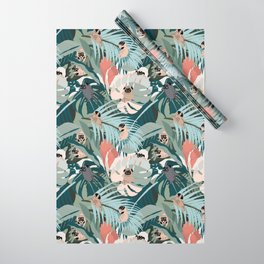 Pugs and Tropical Plants Wrapping Paper
