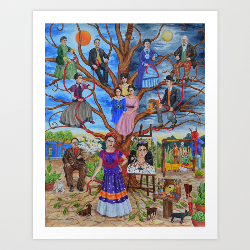 Frida Kahlo Custom Family Tree Painting Art Print By