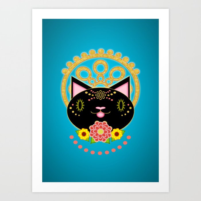 Earnest Black Cat With Halo Art Print By Ssstephg Society6