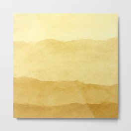 Ombre Waves in Gold Metal Print
